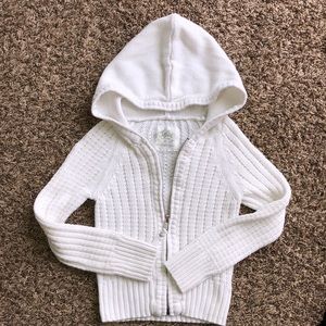 Justice White Knit Zip Hoodie Sweater Size 6